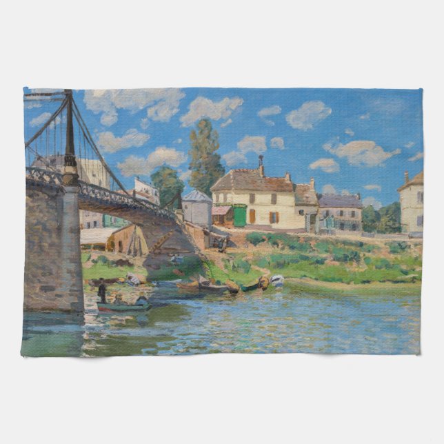 Alfred Sisley - Brücke bei Villeneuve-la-Garenne Geschirrtuch (Horizontal)