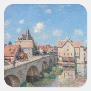 Alfred Sisley - Die Brücke von Moret Quadratischer Aufkleber