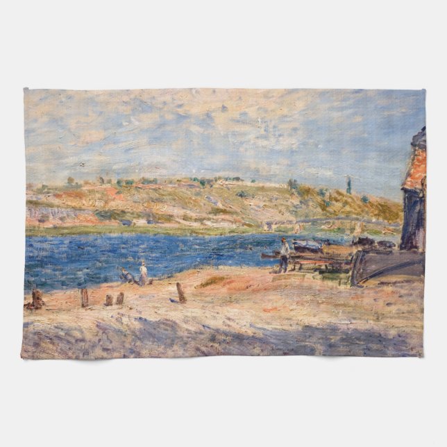 Alfred Sisley - Flussufer bei Saint-Mammes Geschirrtuch (Horizontal)
