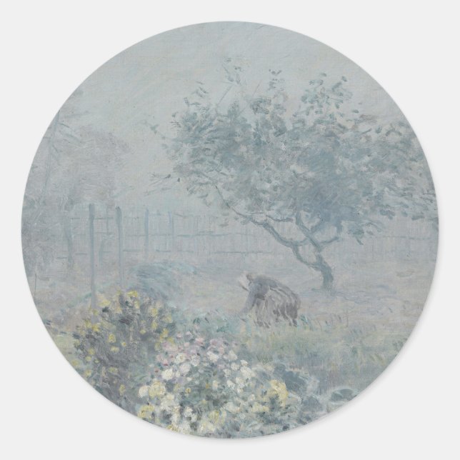 Alfred Sisley - Fog, Voisins Runder Aufkleber (Vorderseite)