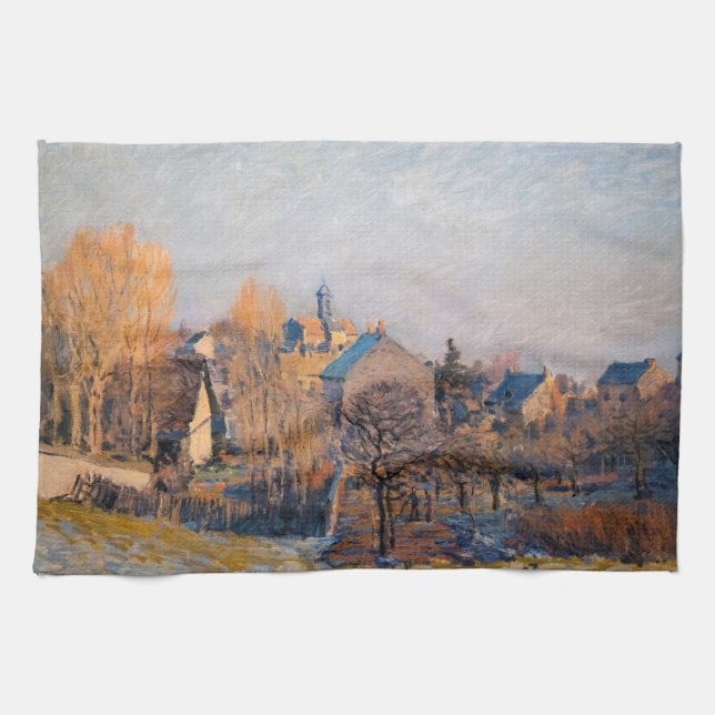 Alfred Sisley - Frosty Morning in Louveciennes Geschirrtuch (Horizontal)