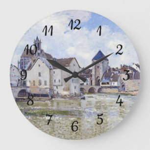 Alfred Sisley Gebäude und Brücken mit Wasser Große Wanduhr