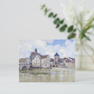 Alfred Sisley Gebäude und Brücken mit Wasser Postkarte