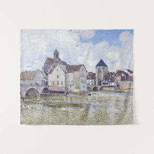 Alfred Sisley Gebäude und Brücken mit Wasser Wandteppich