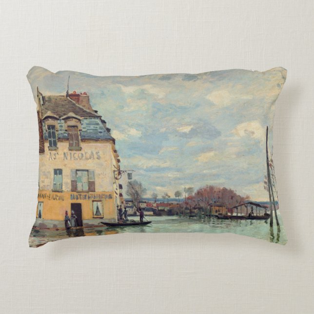 Alfred Sisley - Hochwasser in Port-Marly 1872 Dekokissen (Vorderseite)