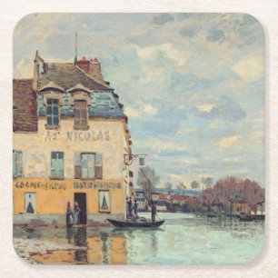 Alfred Sisley - Hochwasser in Port-Marly 1872 Rechteckiger Pappuntersetzer