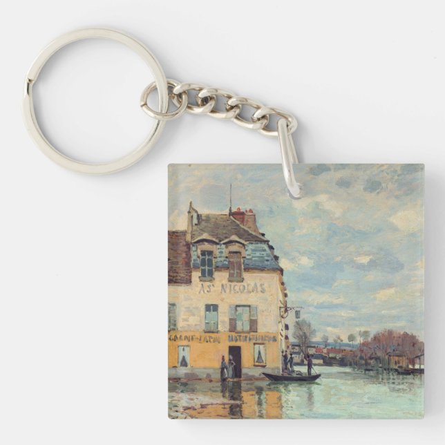 Alfred Sisley - Hochwasser in Port-Marly 1872 Schlüsselanhänger (Vorderseite)