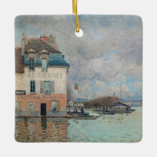 Alfred Sisley - Hochwasser in Port-Marly 1876 Keramikornament (Vorderseite)