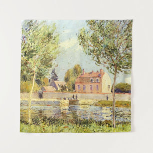 Alfred Sisley Houses on the banks of the Loing Wandteppich