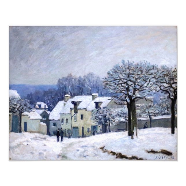 Alfred Sisley - Place Chenil in Marly, Schneeeffek Fotodruck (Vorne)