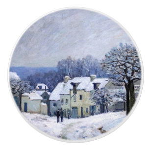 Alfred Sisley - Place Chenil in Marly, Schneeeffek Keramikknauf