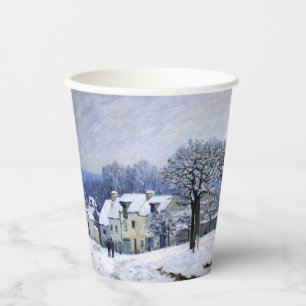 Alfred Sisley - Place Chenil in Marly, Schneeeffek Pappbecher