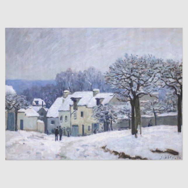 Alfred Sisley - Place Chenil in Marly, Schneeeffek Seidenpapier (Vorderseite)