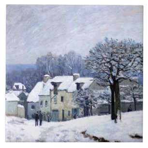 Alfred Sisley Place du Chenil in Marly, Schnee Fliese