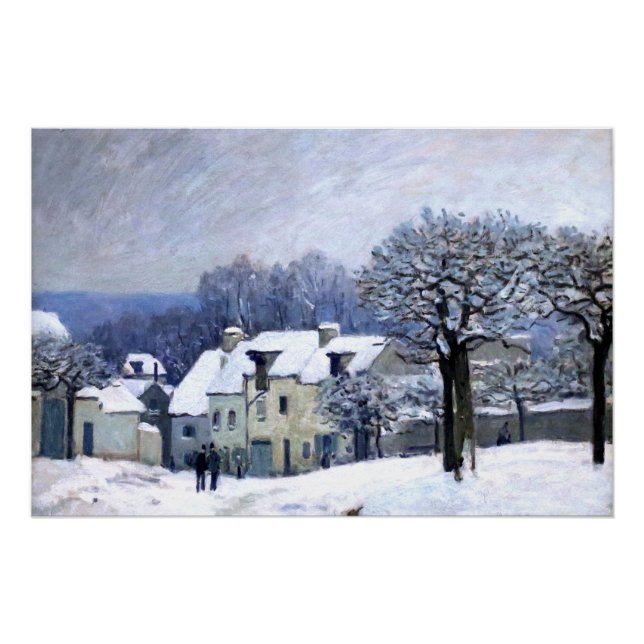 Alfred Sisley Place du Chenil in Marly, Schnee Poster (Vorderseite)