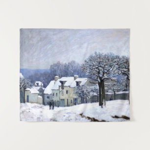 Alfred Sisley Place du Chenil in Marly, Schnee Wandteppich