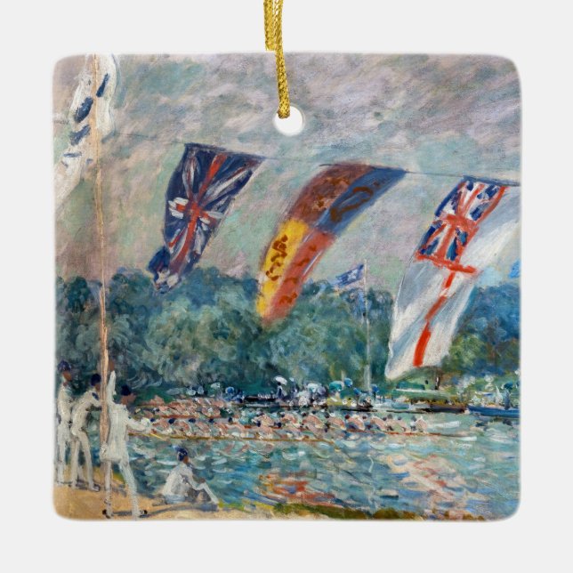 Alfred Sisley - Regatta bei Molesey Keramikornament (Vorderseite)