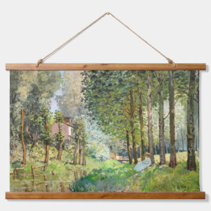 Alfred Sisley - Ruhe am Bach Wandteppich Mit Holzrahmen