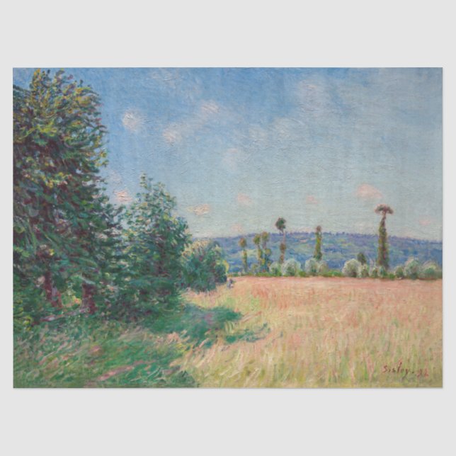 Alfred Sisley - Sahurs Meadows in Morning Sun Seidenpapier (Vorderseite)