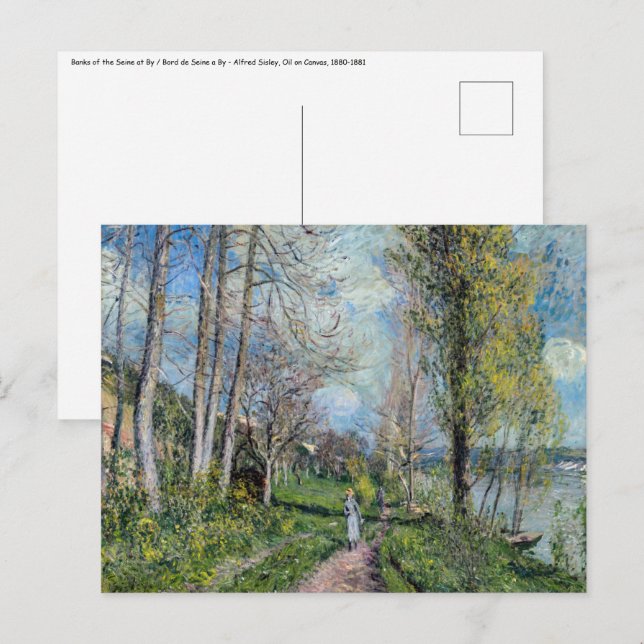 Alfred Sisley - Seine-Ufer bei By Postkarte (Vorne/Hinten)