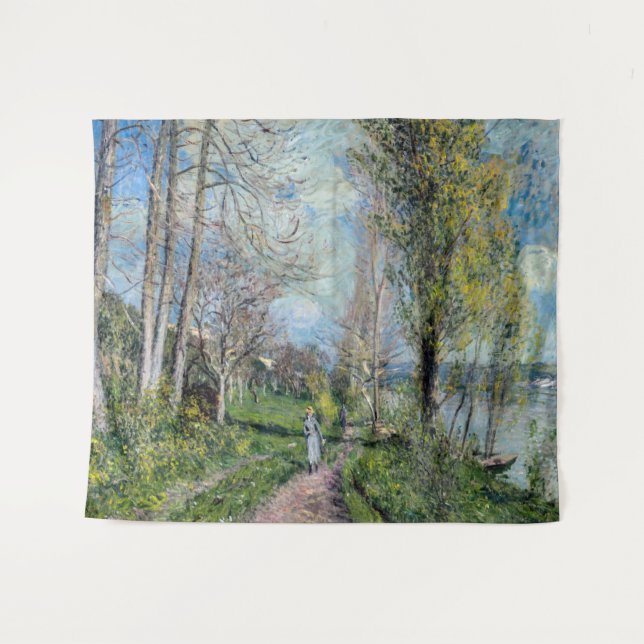 Alfred Sisley - Seine-Ufer bei By Wandteppich (Vorderseite (Horizontal))
