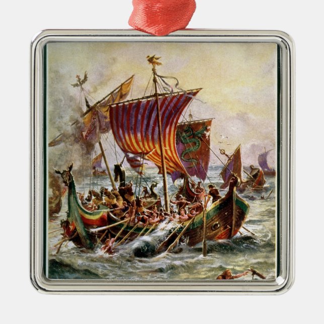 Alfreds Galeeren, die den Viking-Drachen in Silbernes Ornament (Vorne)