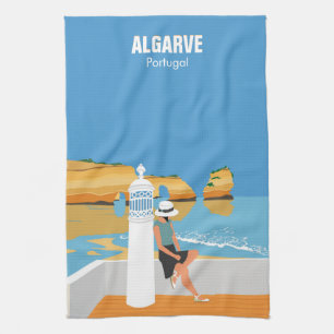 Algarve Beach Girl Reisen Vintag Geschirrtuch
