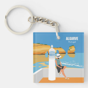 Algarve Beach Girl Reisen Vintag Schlüsselanhänger