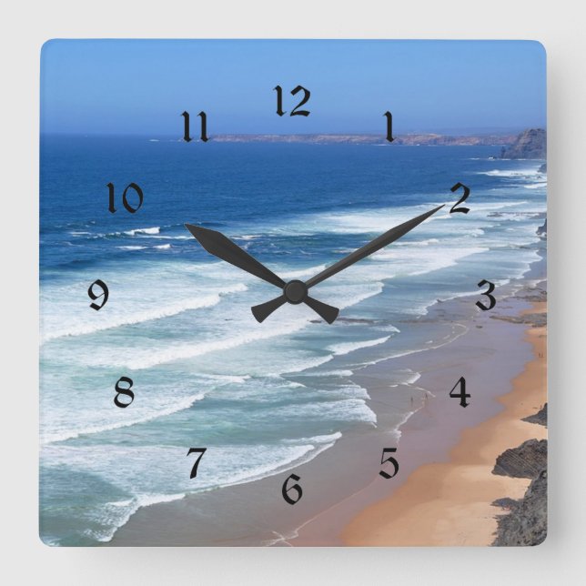Algarve Beach, Portugal Quadratische Wanduhr (Vorderseite)