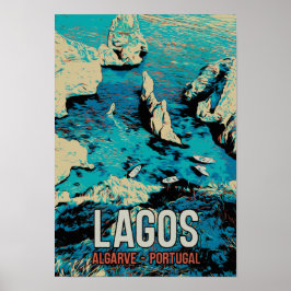 Algarve Lagos Küste Portugal Vintage Poster