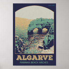 Algarve Marinha Strand Portugal Jahrgang Reise Poster