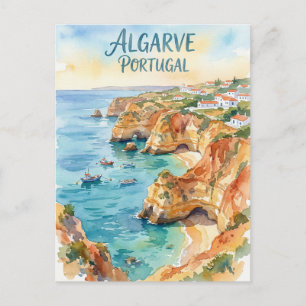 Algarve Portugal Aquarell Postkarte