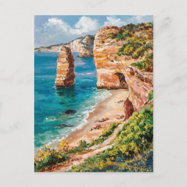 Algarve Portugal Aquarellmalerei Postkarte (Vorderseite)