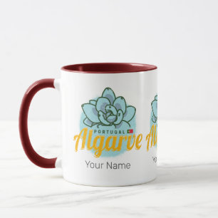 Algarve Portugal Blume Sukkulent Vintag Souvenir Tasse