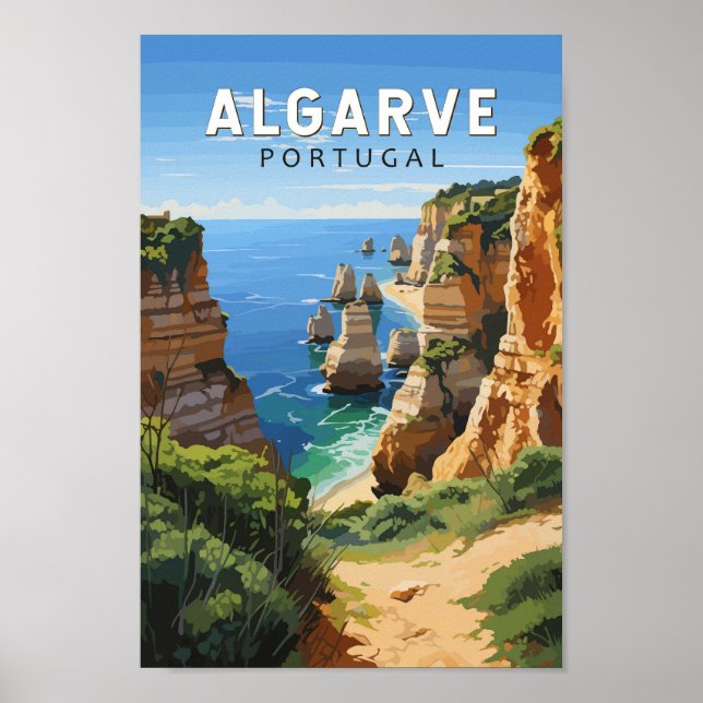 Algarve Portugal Reisen Art Vintag Poster (Vorne)