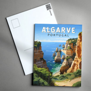Algarve Portugal Reisen Art Vintag Postkarte