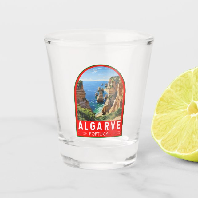 Algarve Portugal Reisen Art Vintag Schnapsglas (Vorderseite)