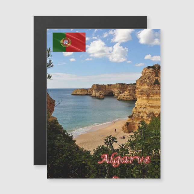 Algarve - Strand von Marinha - Portugal - Magnetkarte (Vorne/Hinten)