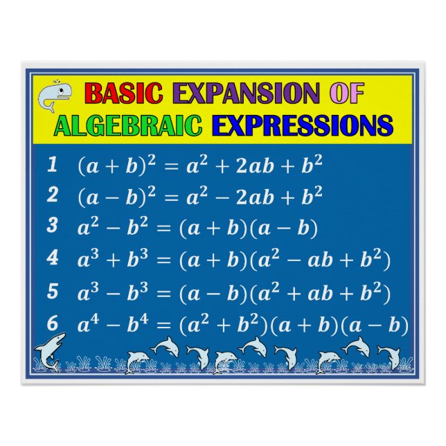 Algebra Math Classroom Poster - Blue Ocean (Vorderseite)