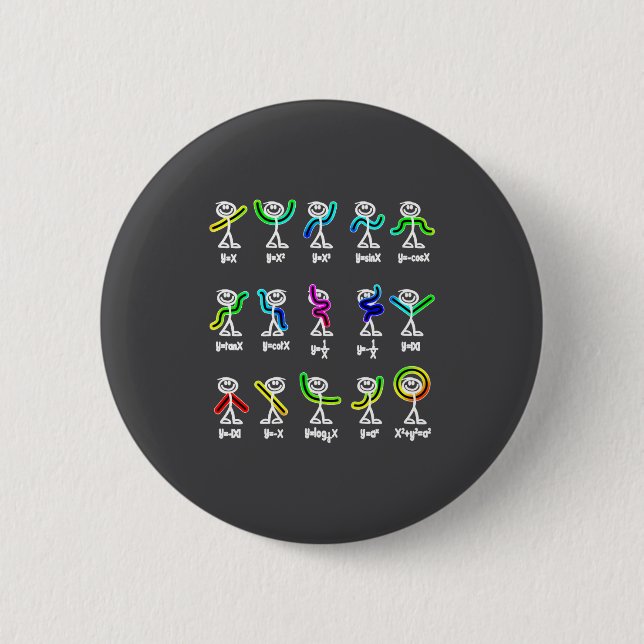 Algebra Tanz lustige Grafikfiguren Mathe  Button (Vorderseite)