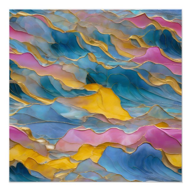 "Algeciras" Blaurosa Sandwellen Poster (Vorderseite)
