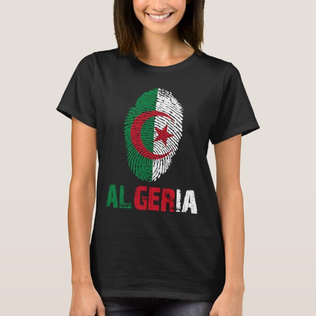 ALGERIA Finger Print Flag  I Love Algeria Travel T-Shirt (Vorderseite)
