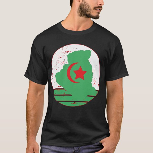 Algeria Flag & Map T-Shirt (Vorderseite)