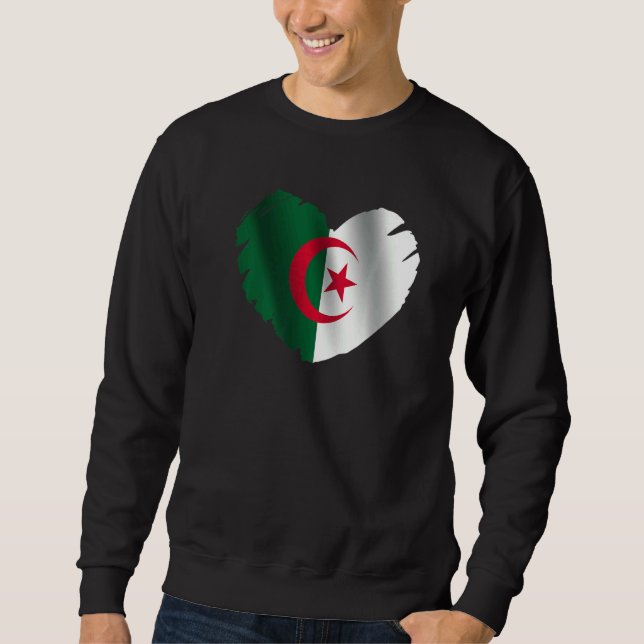 Algeria Flag On Shape Of Heart Algerian Algeria Sweatshirt (Vorderseite)