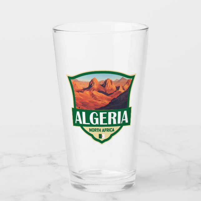 Algeria Illustration Retro Abzeichen Glas (Vorderseite)