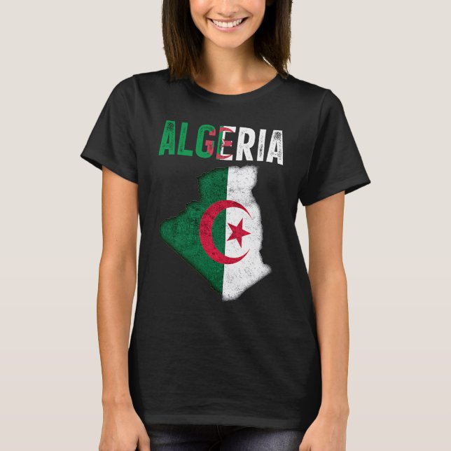 Algerian Algeria Country Map Flag T-Shirt (Vorderseite)