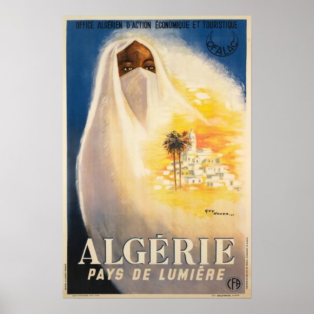 Algérie, pays de lumière, Nordafrika Vintag Poster (Vorne)