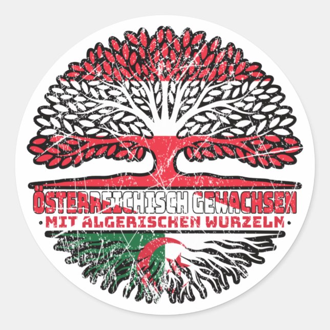Algerien Algerisch Österreichisch Baum Runder Aufkleber (Vorderseite)