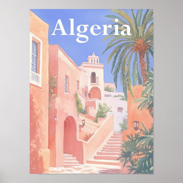 Algerien Aquarellmalerei Poster (Vorne)