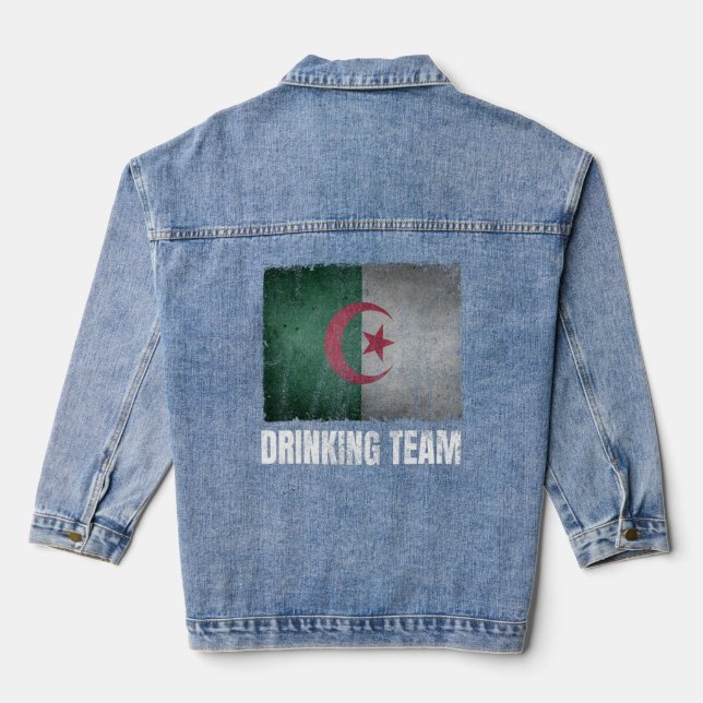 Algerien Drinking Team Grafik für Männer Funny Alg Jeansjacke (Rückseite)